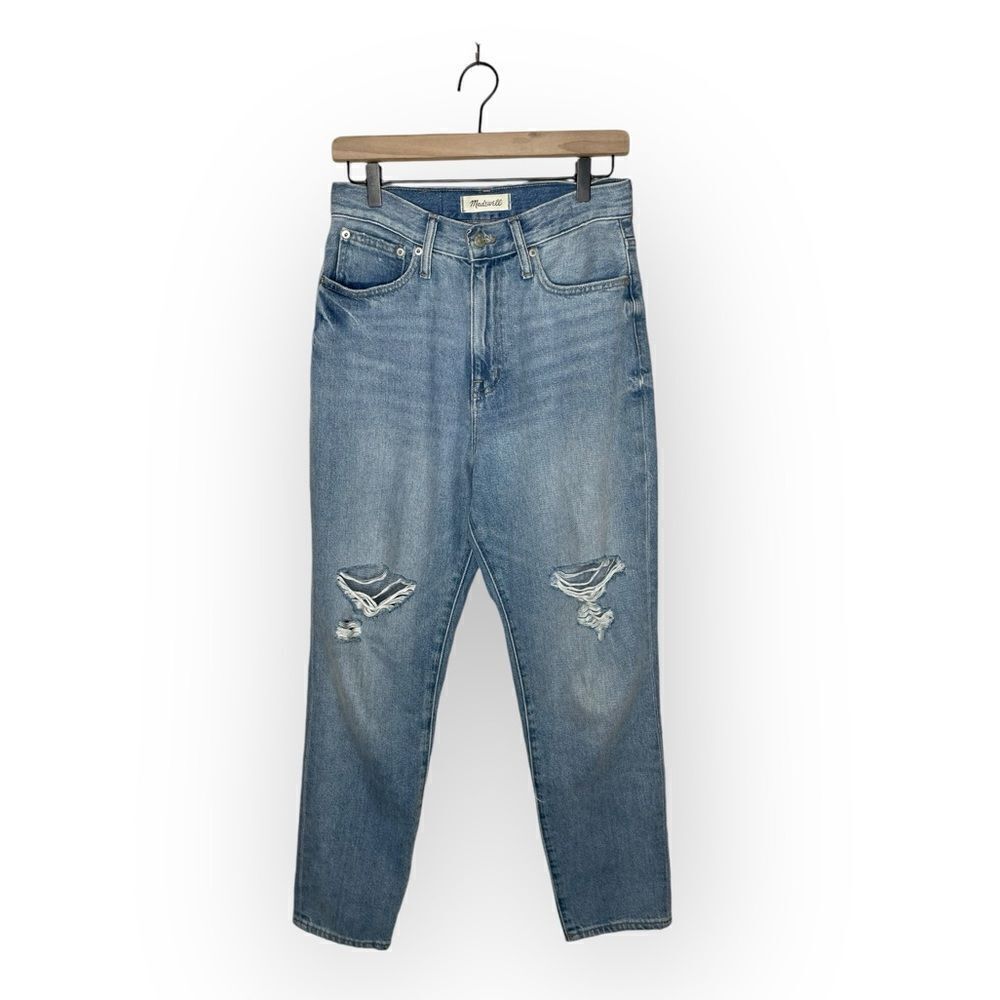 Madewell The Mom Jean High Rise Straight Leg 90s Distressed Light Wash